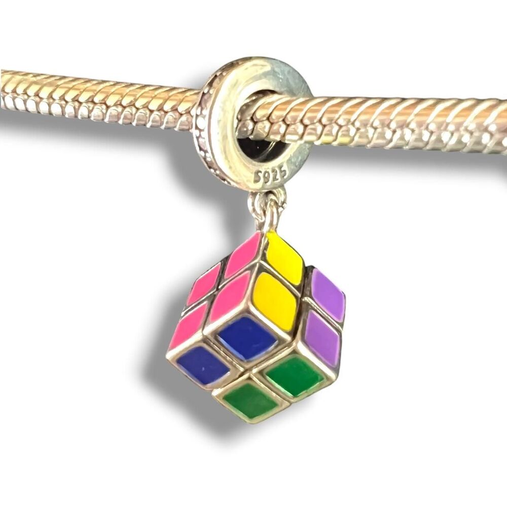 Dynamic Rubiks Cube S925 Pandora Moments Compatible Charm
